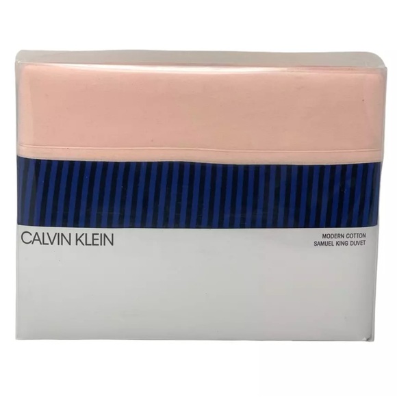 CALVIN KLEIN KING Samuel Modern Cotton Soft Duvet Cover Blush Pink Cobalt NEW